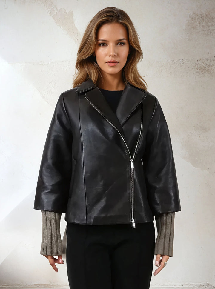 Gemini, 55 cm. - Lamb Dior Bonded Leather-Women - Dark Brown