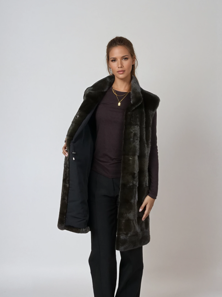 Denise West, 92 cm. - Krage - Mink - Kvinner - Army
