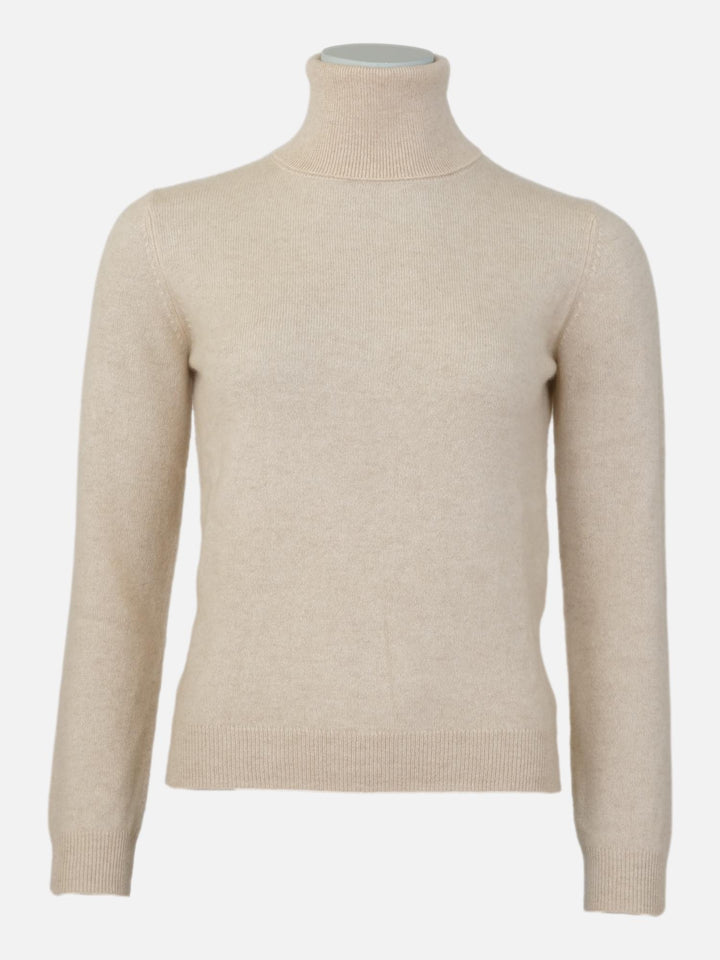 SY-23031 Rullekrave Sweater - 100% Kashmir - Tilbehør - Beige