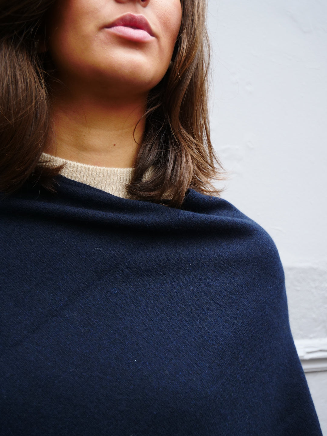 SY-24001 Poncho - 100% Cashmere - Women - Dark Blue