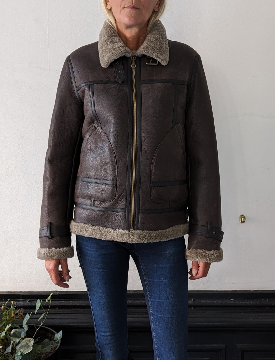 Gitta, 65 cm.  - Nappa Lamb Crack Washed -Women - Dark Oak