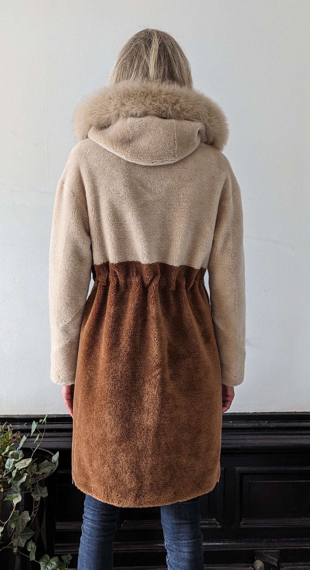 Gabia, 100 cm. - Hætte - Air Wool Frakke - Kvinde - Camel & Lys Camel