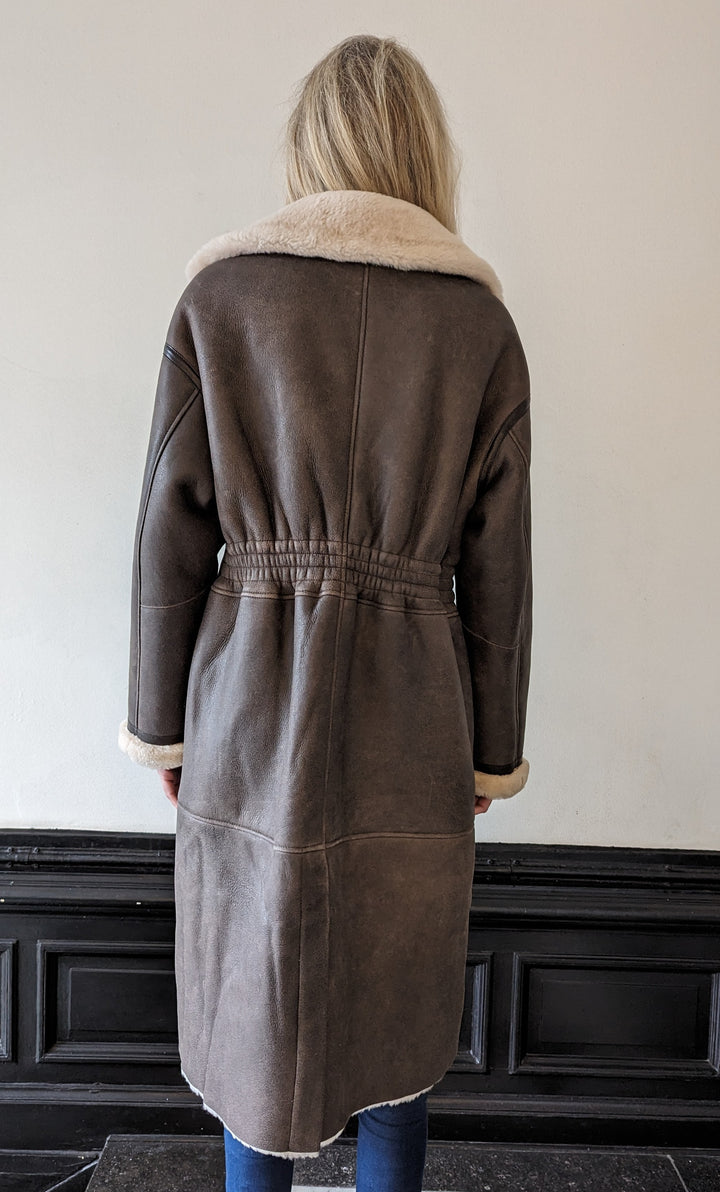 Hone, 110 cm. - Collar - Nappa Lamb Crack Washed -Women - Brown