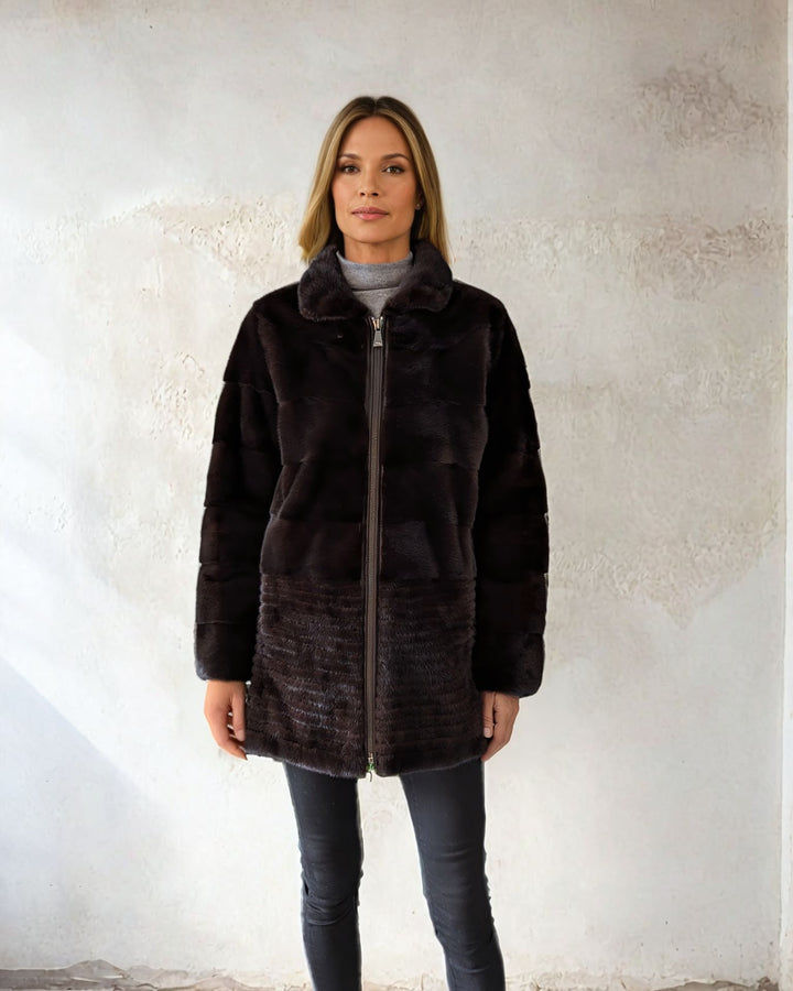 Thea, 80 cm. - Mink - Women - Black / Mink Pels - Levinsky - Kvinde