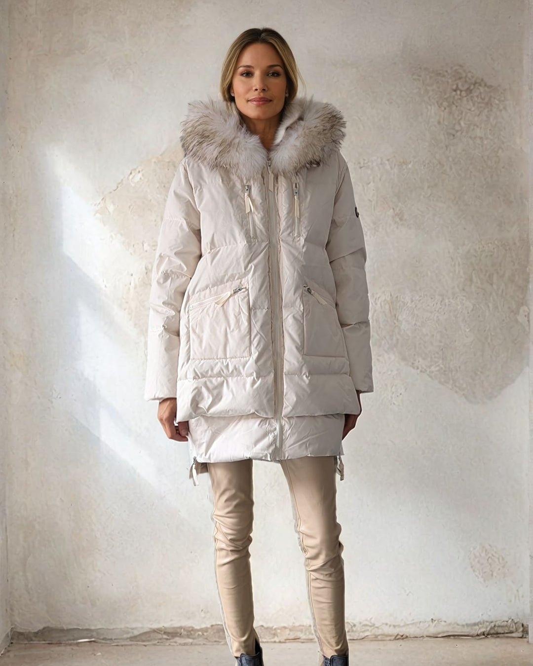 Michelle 2, 90 cm. - Kapuze - Daunen - Damen - Off White