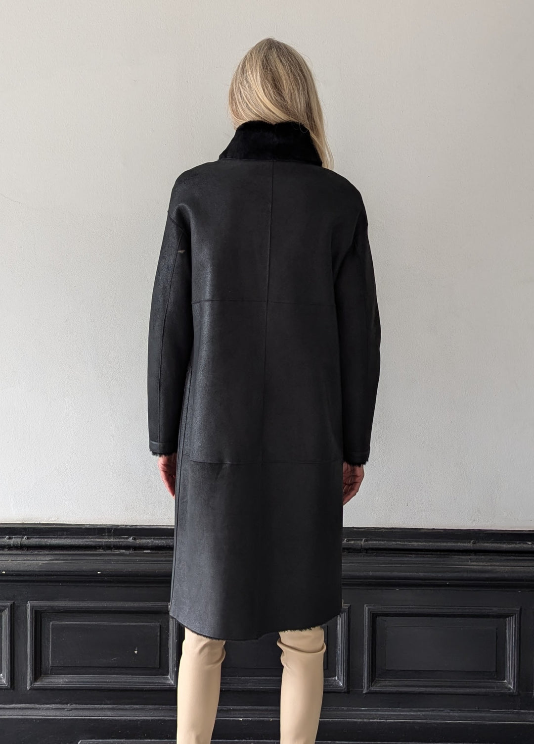 Carol, 105 cm. - Nappa Lamb Coat - Women - Black