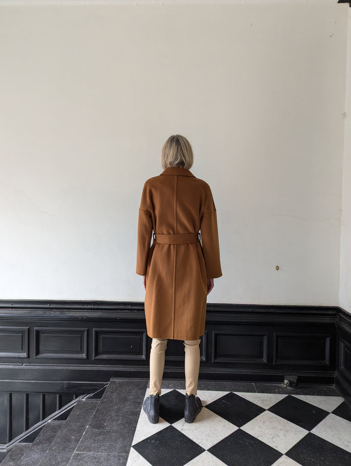 Harlow, 105 cm. - Kragen - Wollmantel - Damen - Cognac