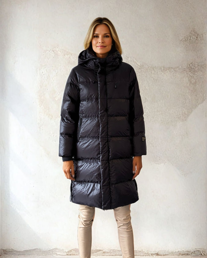 Harriet, 95 cm. - Daunenjacke mit Kapuze – Damen – Schwarz