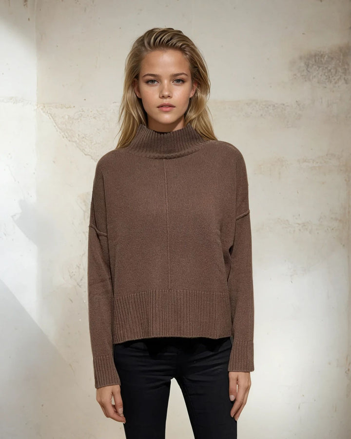 SY-23080 Sweater - 100% kashmir strik - Dame - Mørkebrun