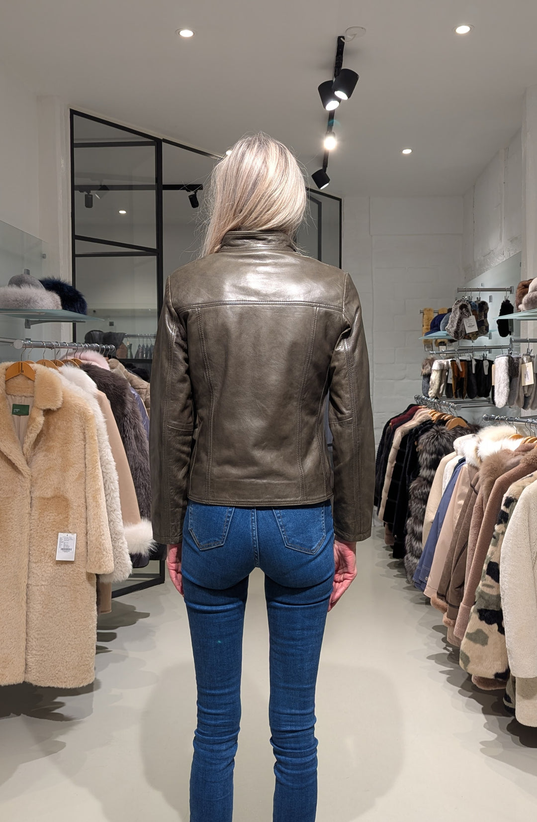Merry, 60 cm. - Lamb Leather - Women - Olive
