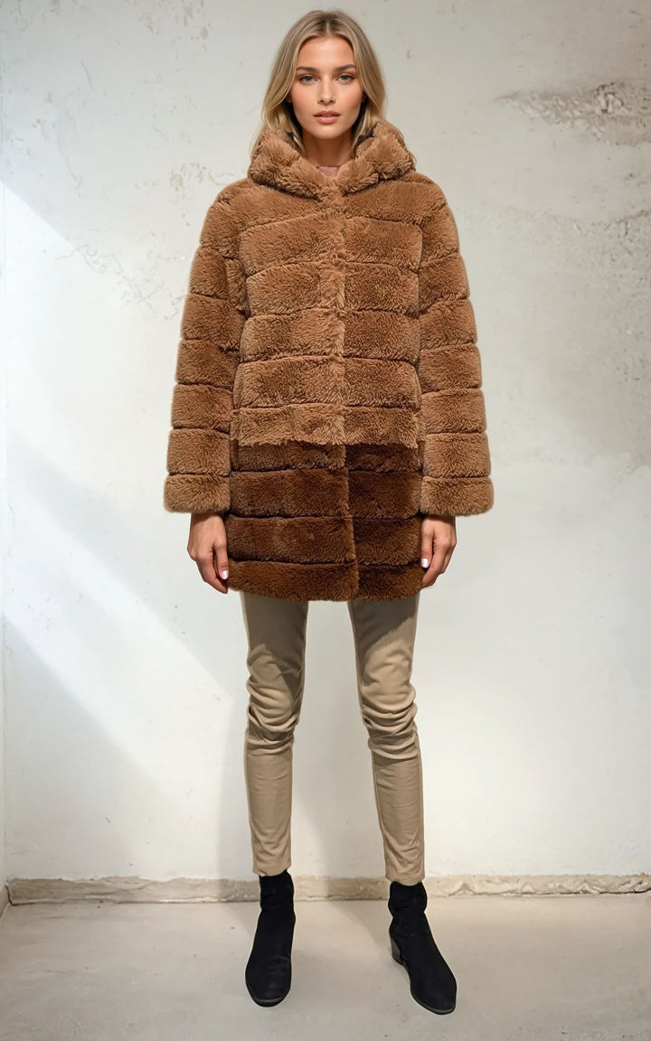 Petrovski, 85 cm. - Hood - 100% Faux Fur - Women - Chocolate & Brown