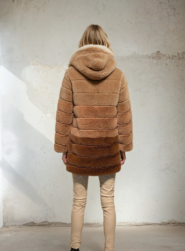 Petrovski, 85 cm. - Hood - 100% Faux Fur - Women - Chocolate & Brown