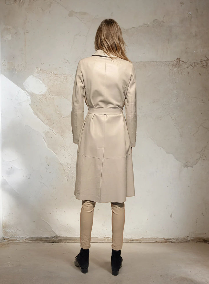Alvison, 109 cm. - Lamb Dior Bonded Leather - Coat - Women - Sand