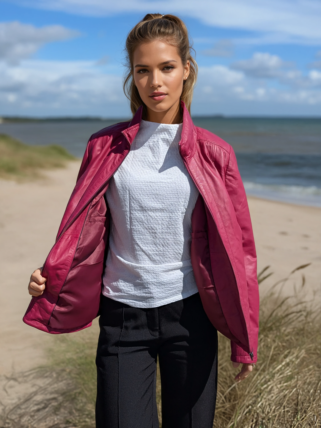 Alize, 60 cm. - Lamb Dior Leather - Women - Magneta