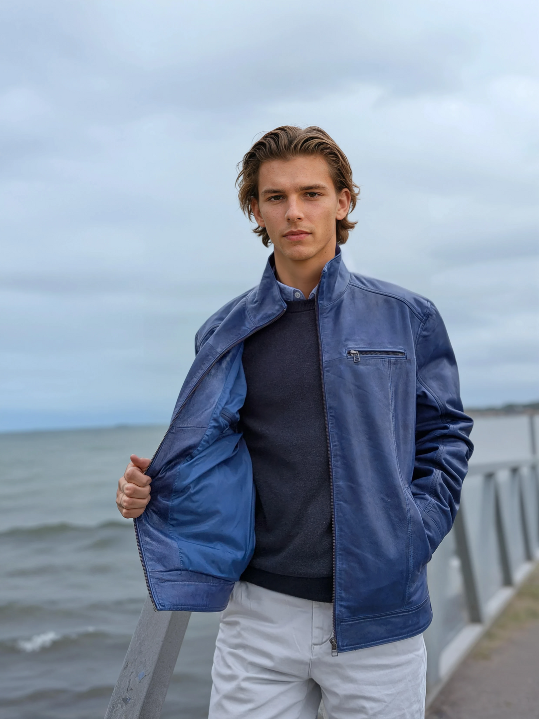 Athir - Lamb Polish Nappa Leather -Man - Cobalt Blue