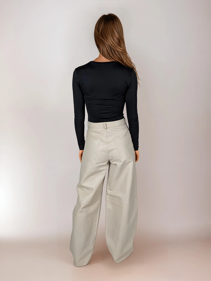 Beth Trousers - Lamb Leather - Women - Ivory