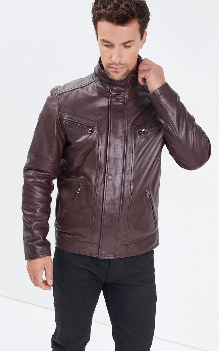 Falconero Dark Brown Leather Jacket - Men