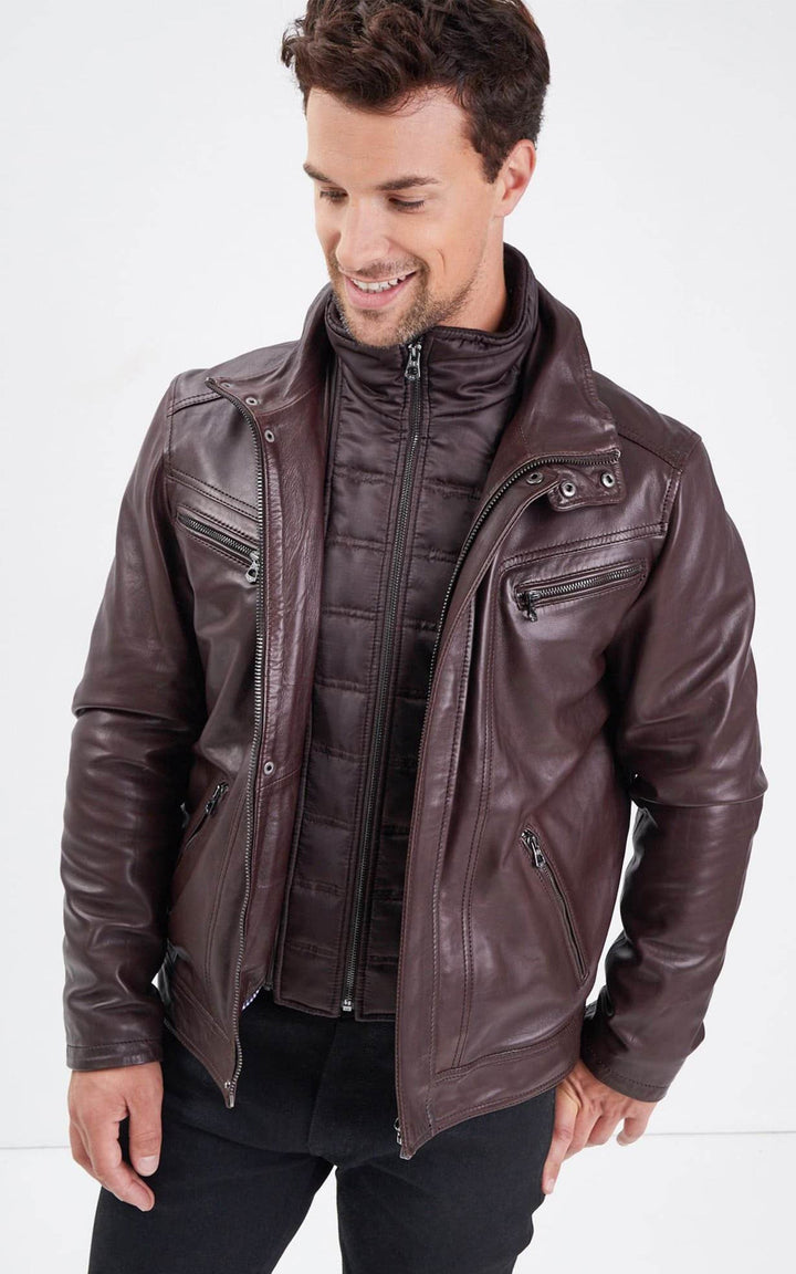 Falconero Dark Brown Leather Jacket - Men