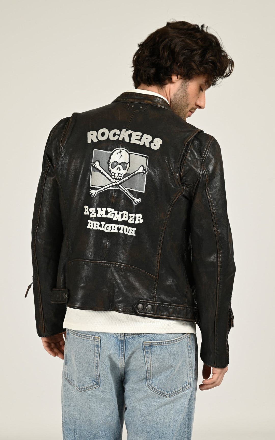 Blouson cuir rock Akron noir