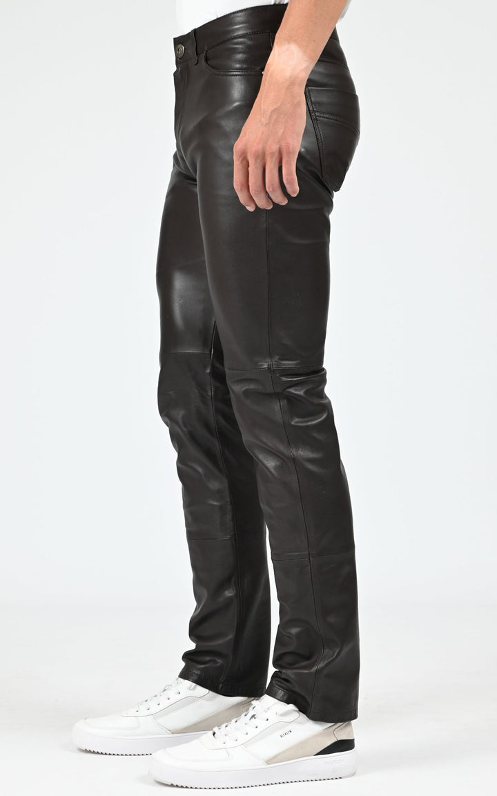 Pantalon ajusté cuir Sexy man marron