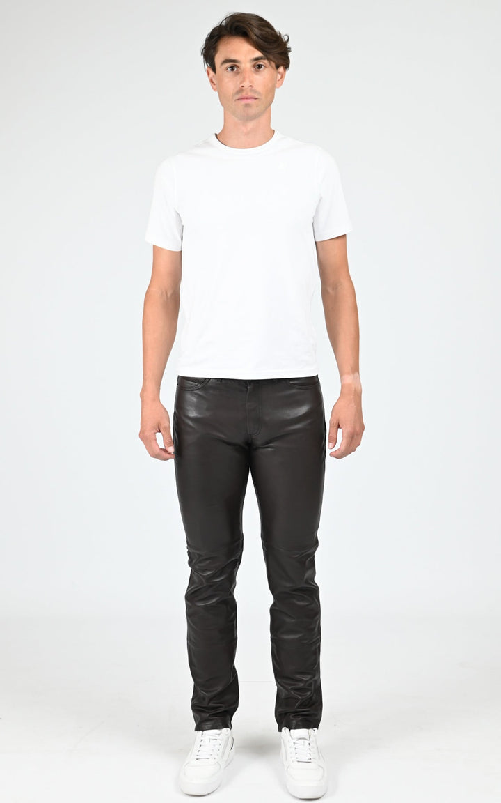 Pantalon ajusté cuir Sexy man marron