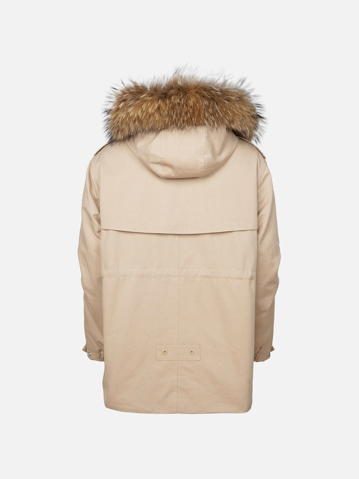 Gigi, 77 cm. - Hood - Textile jacket - Women - Beige