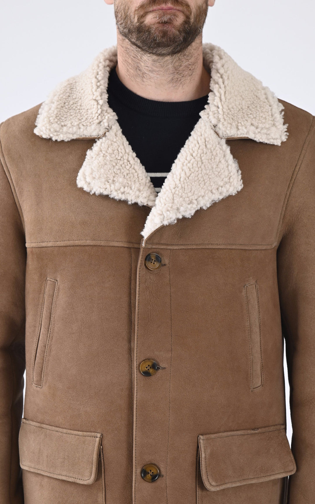 A "LC CABAN SHEEP" Camel Schott Veste Homme details photo