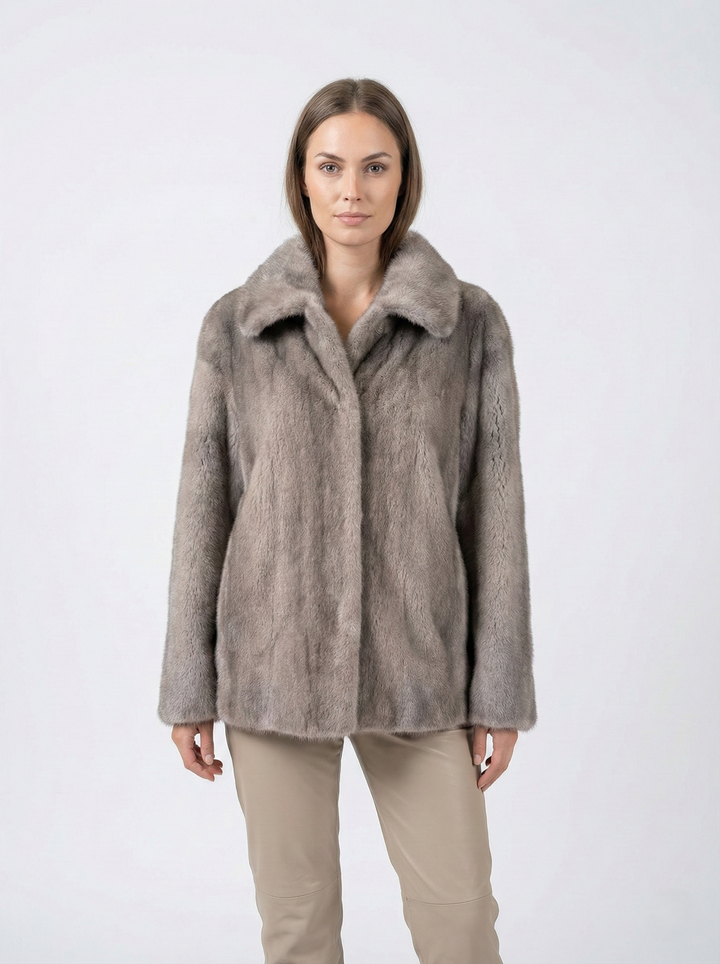 Irene, 65 cm. - Collar - Mink - Women - Silver Blue