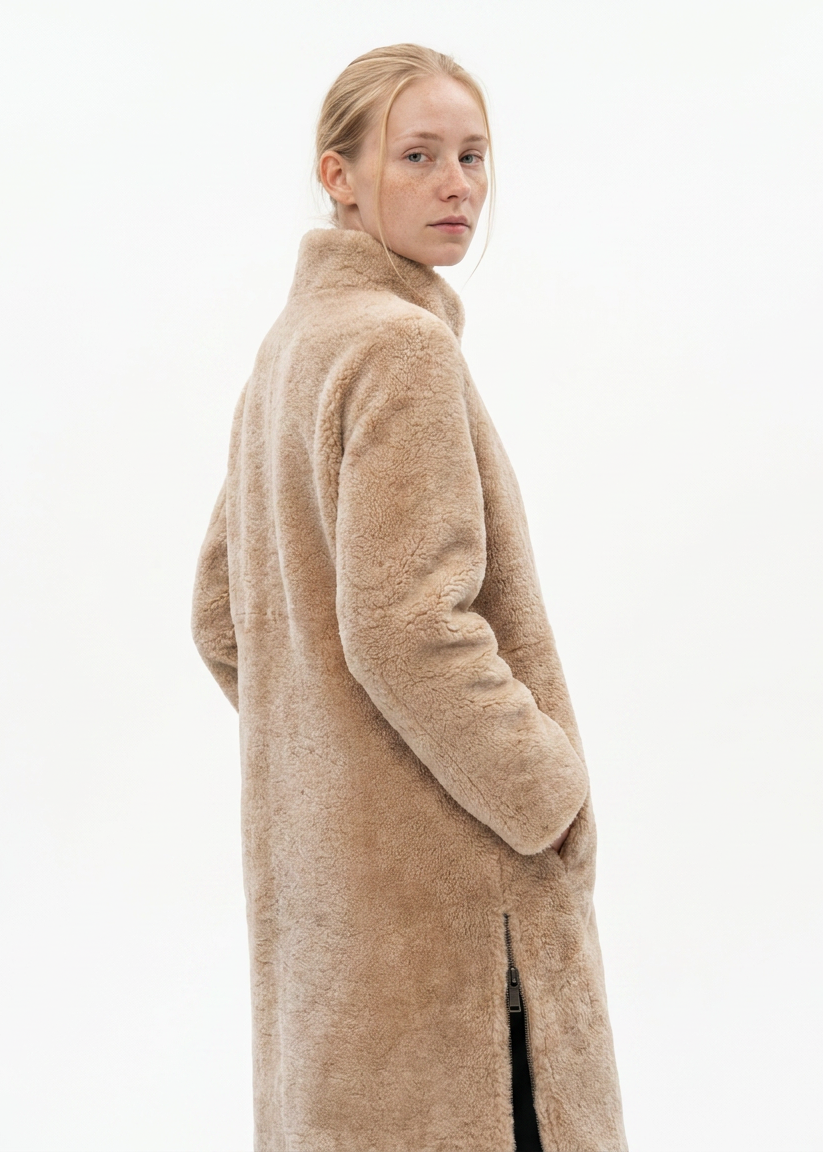 Filuka, 100 cm. - Krave - Krøllet lam - Kvinder - Mørk Beige