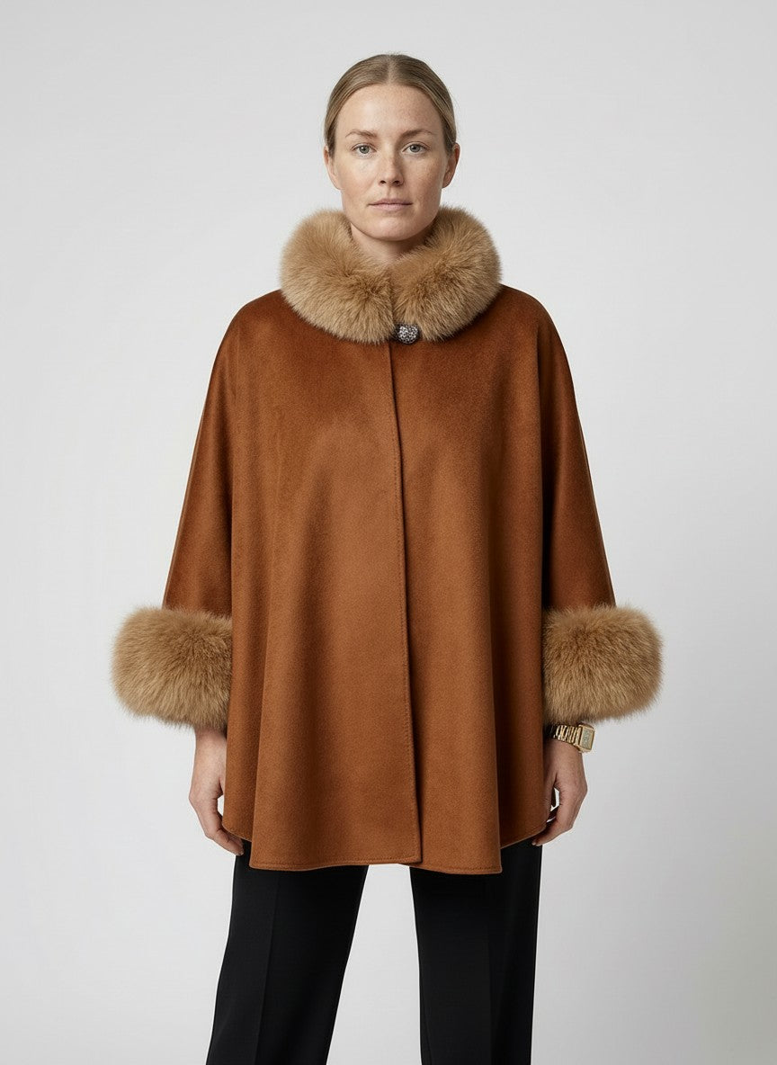 HL20W075 Cape - Wool & Cashmere - Women - Camel