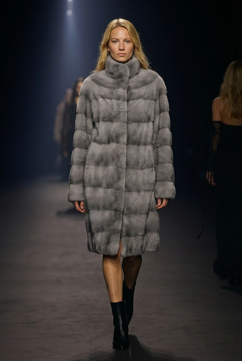 Rosario, 85 cm. - Kragen - Nerzjacke - Damen - Saphir