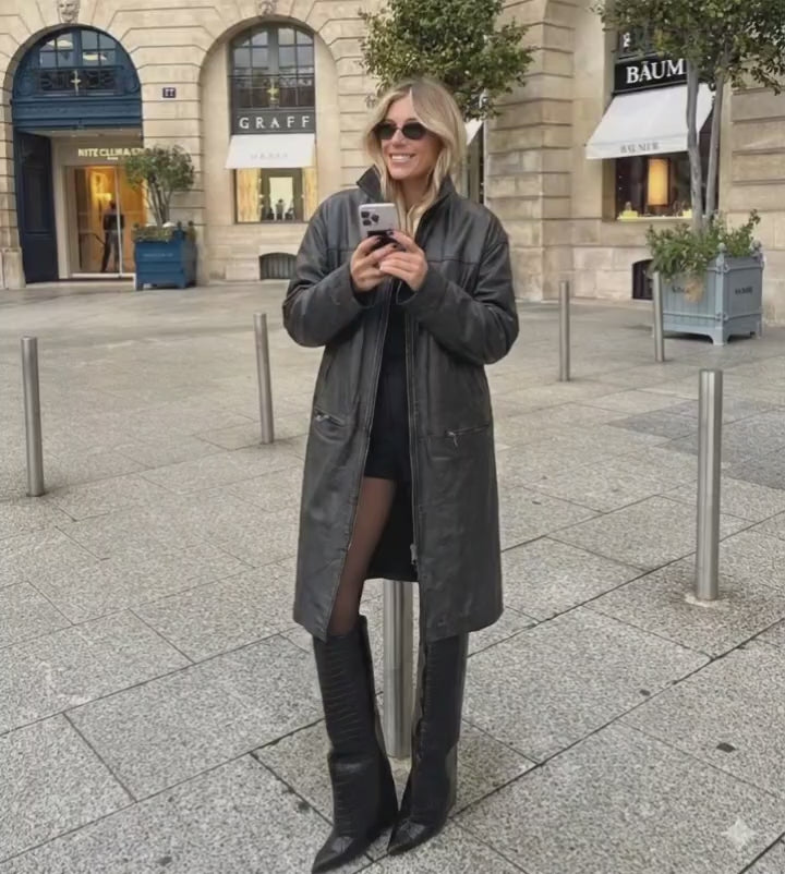 Cosette, 95 cm. - Lammelæder - Dame - Sort