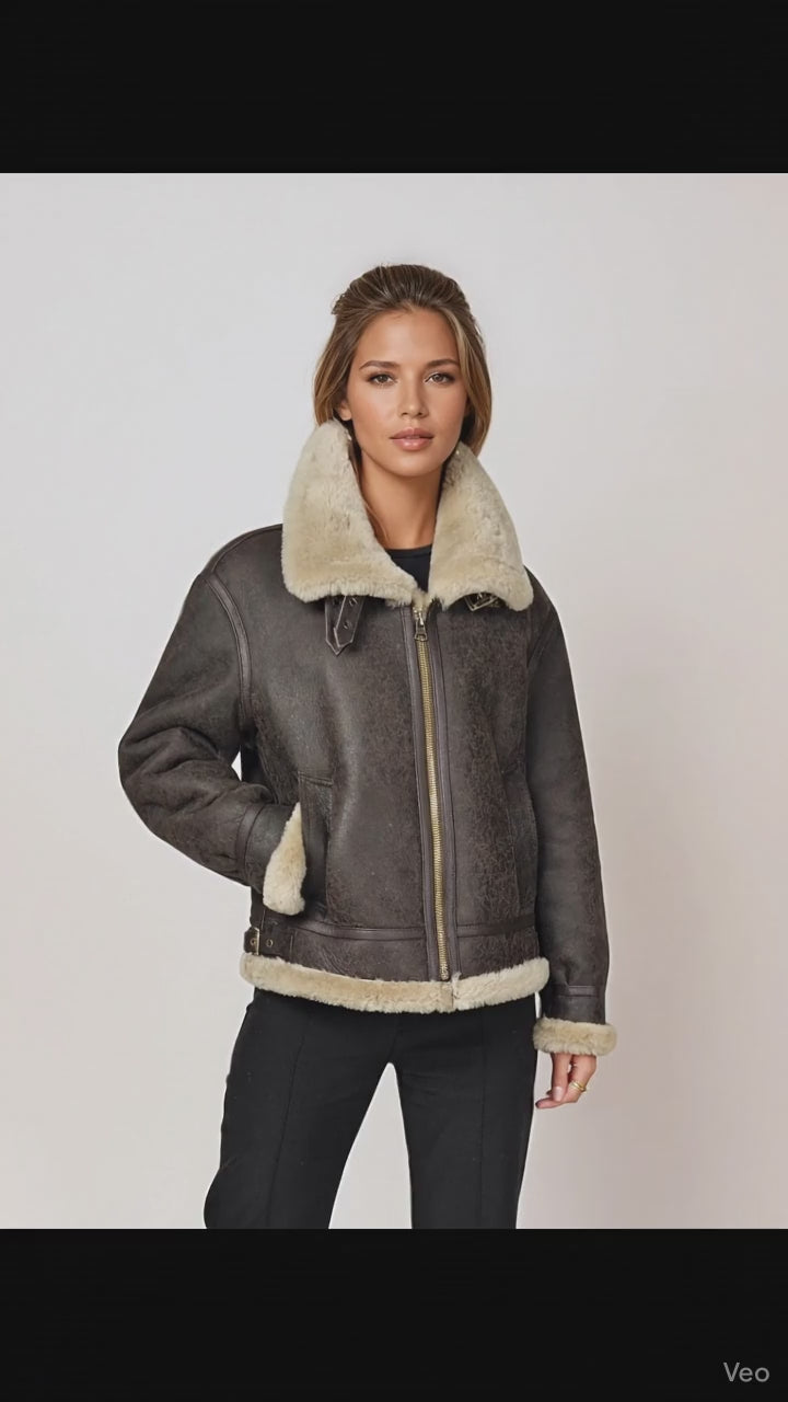 Javote, 60 cm. - Nappa Lamb Crack Washed -Dam - Mörkbrun