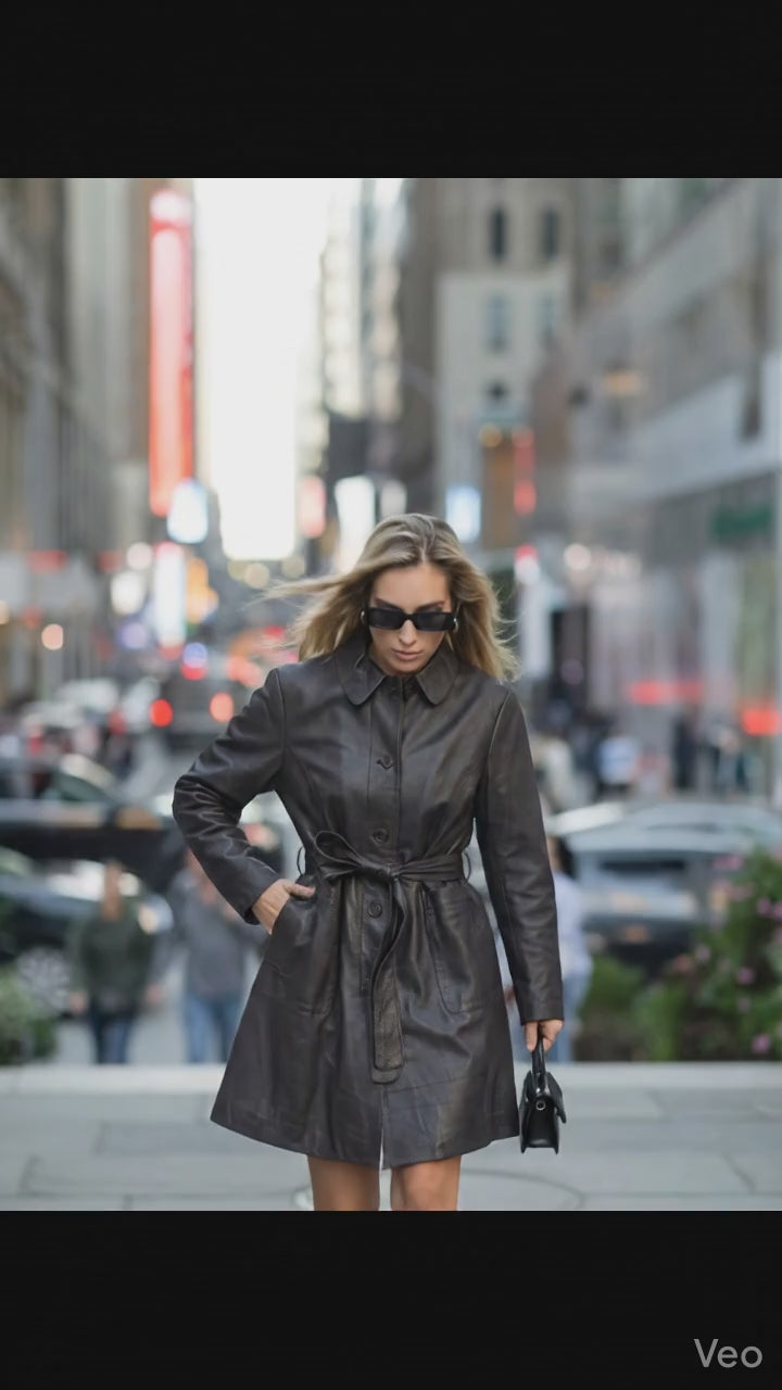 Alice, 92 cm. - Dickes Lamm-Dace-Leder – Damen – Dunkelbraun