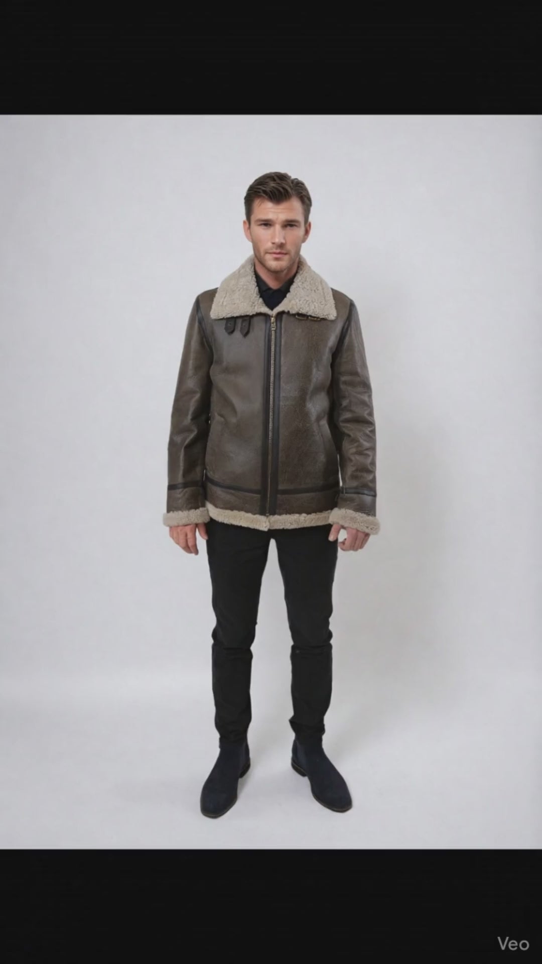 Edward, 68 cm. - krage - kjølig lam - mann - mørkebrun