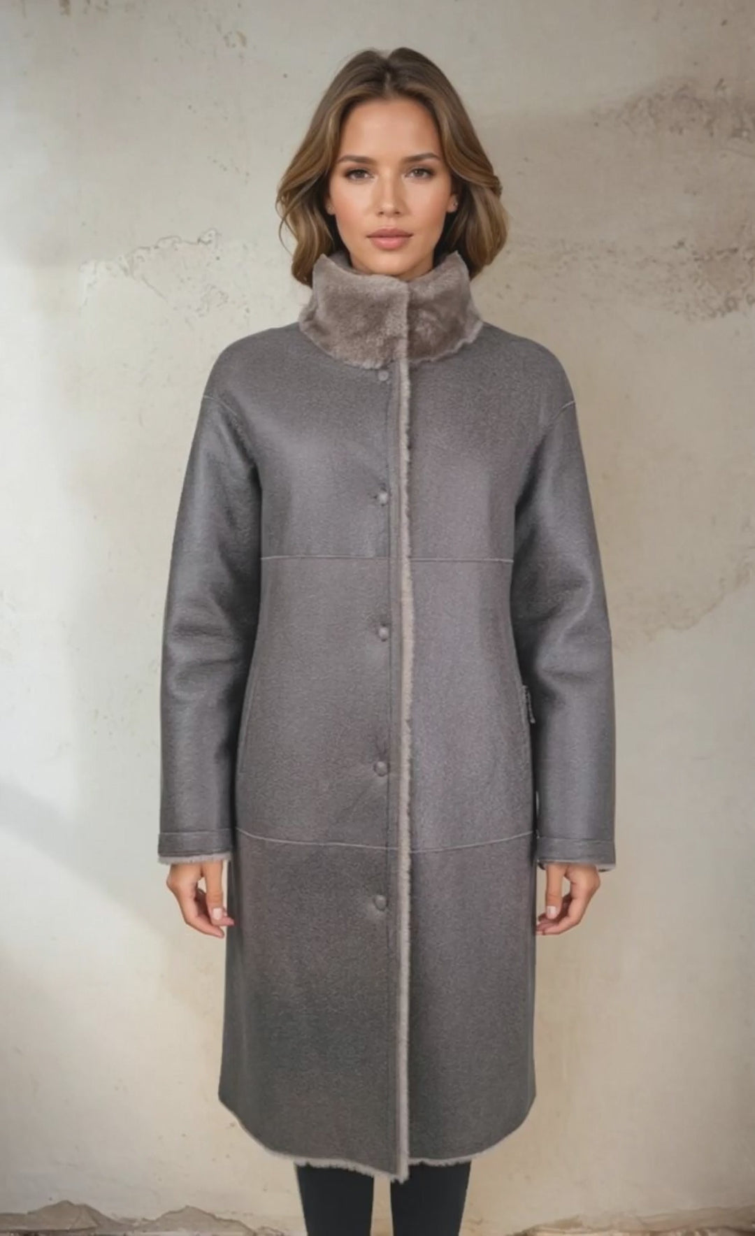 Giorgiana, 95 cm. - Collar - Nappa Lamb Crack Washed -Women - Brown