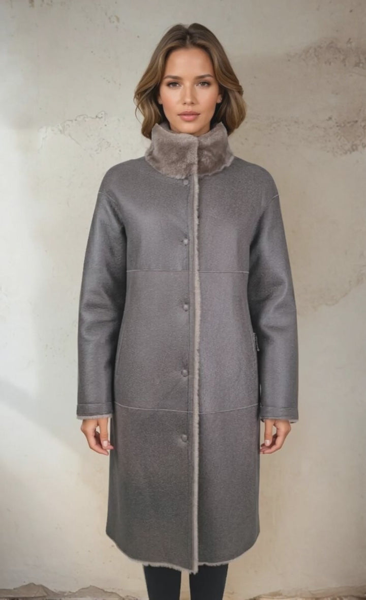 Giorgiana, 95 cm. - Collar - Nappa Lamb Crack Washed -Women - Brown