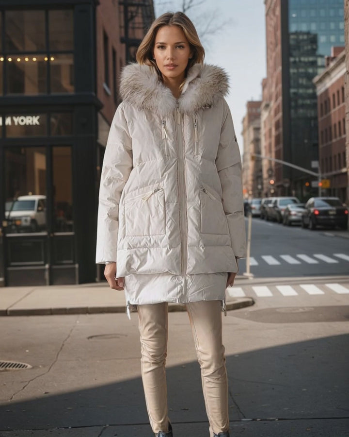 Michelle 2, 90 cm. - Kapuze - Daunen - Damen - Off White