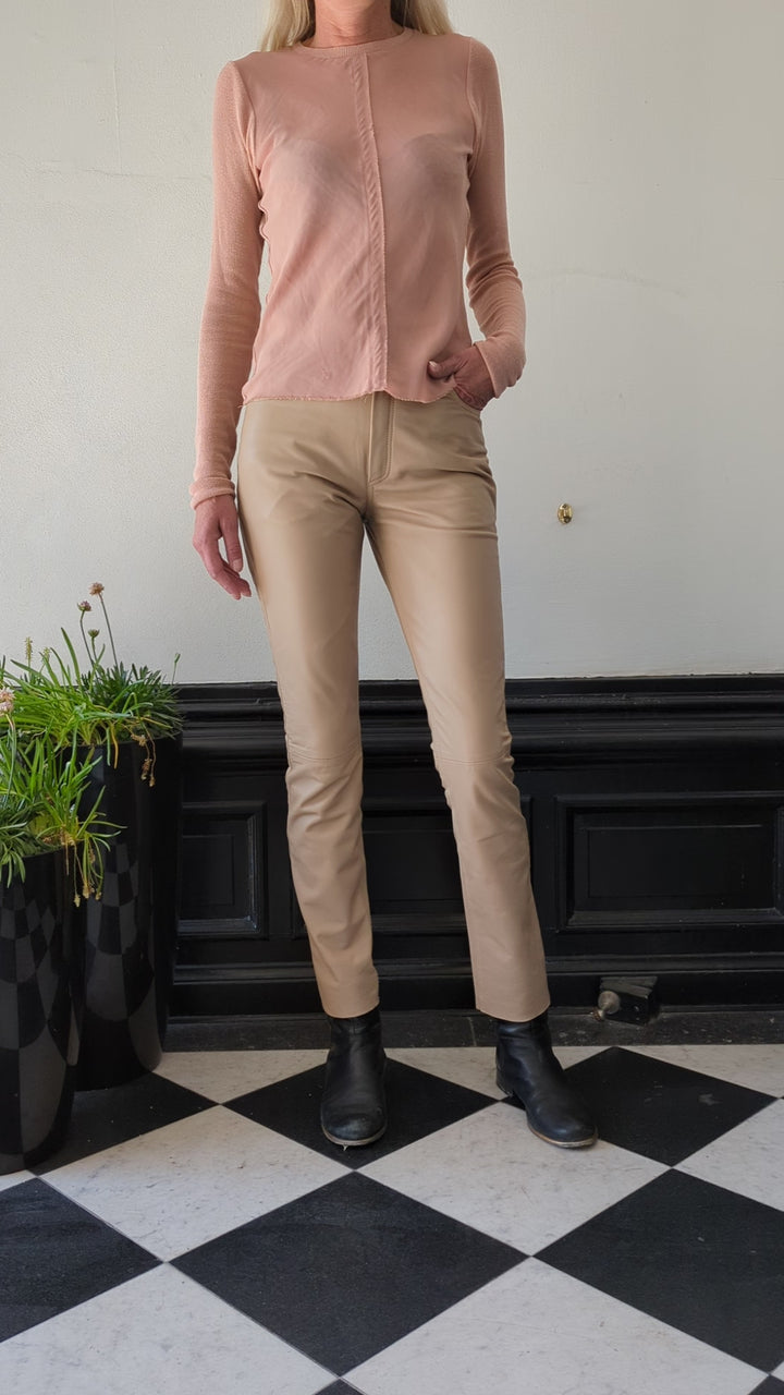 New Jill Trouser - Lamb Nappa Leather - Women - Beige