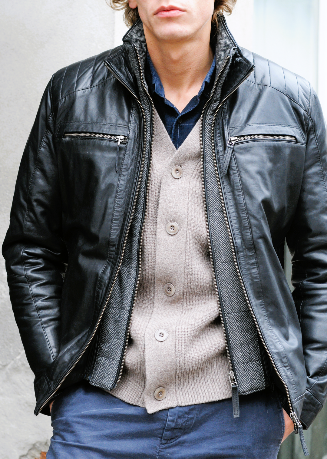 Audrick, 68 cm. - Lamb Malli Leather - Man - Black