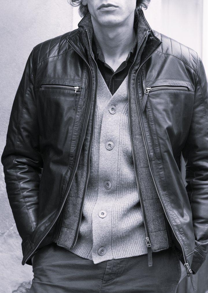 Audrick, 68 cm. - Lamb Malli Leather - Man - Black