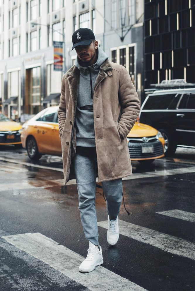 Carlo, 100 cm. - Collar - Suede Lamb - Man - Dark Oak