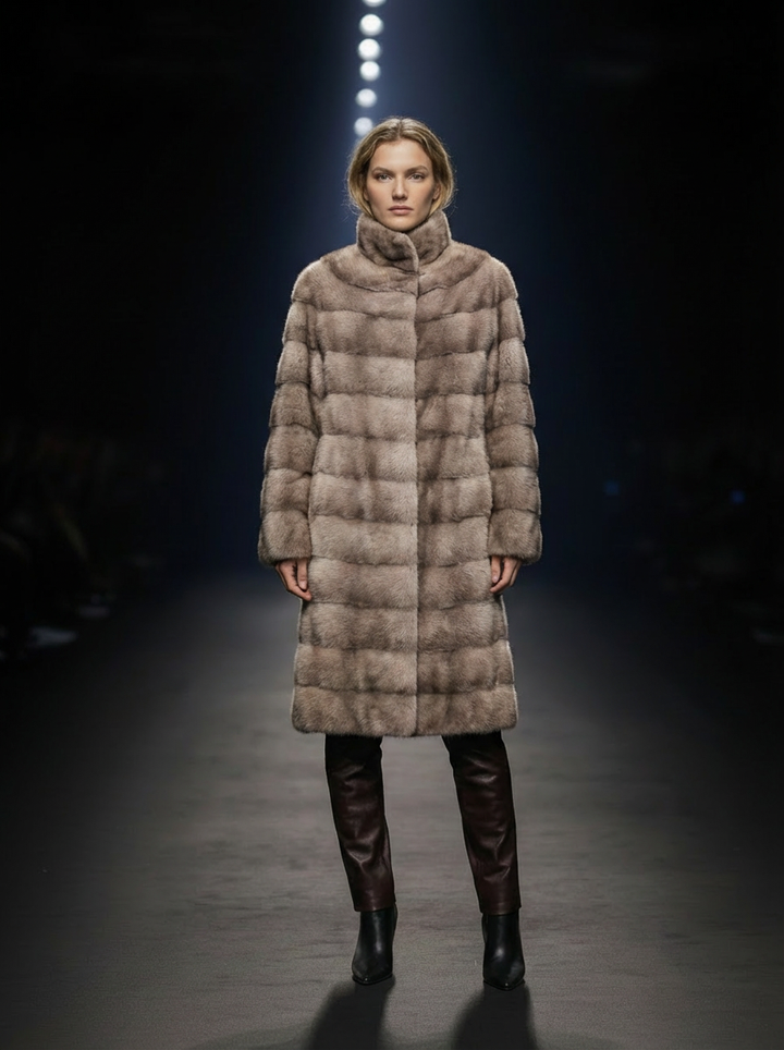 Rosario, 85 cm. - krage - mink - kvinner - sølvblå