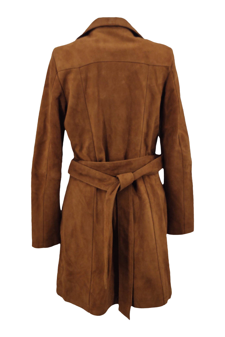 Trench Coat - Geit semsket tykt skinn-Dame - Cognac / Læder Skinds Jakke - Levinsky - Kvinde | STAMPE PELS