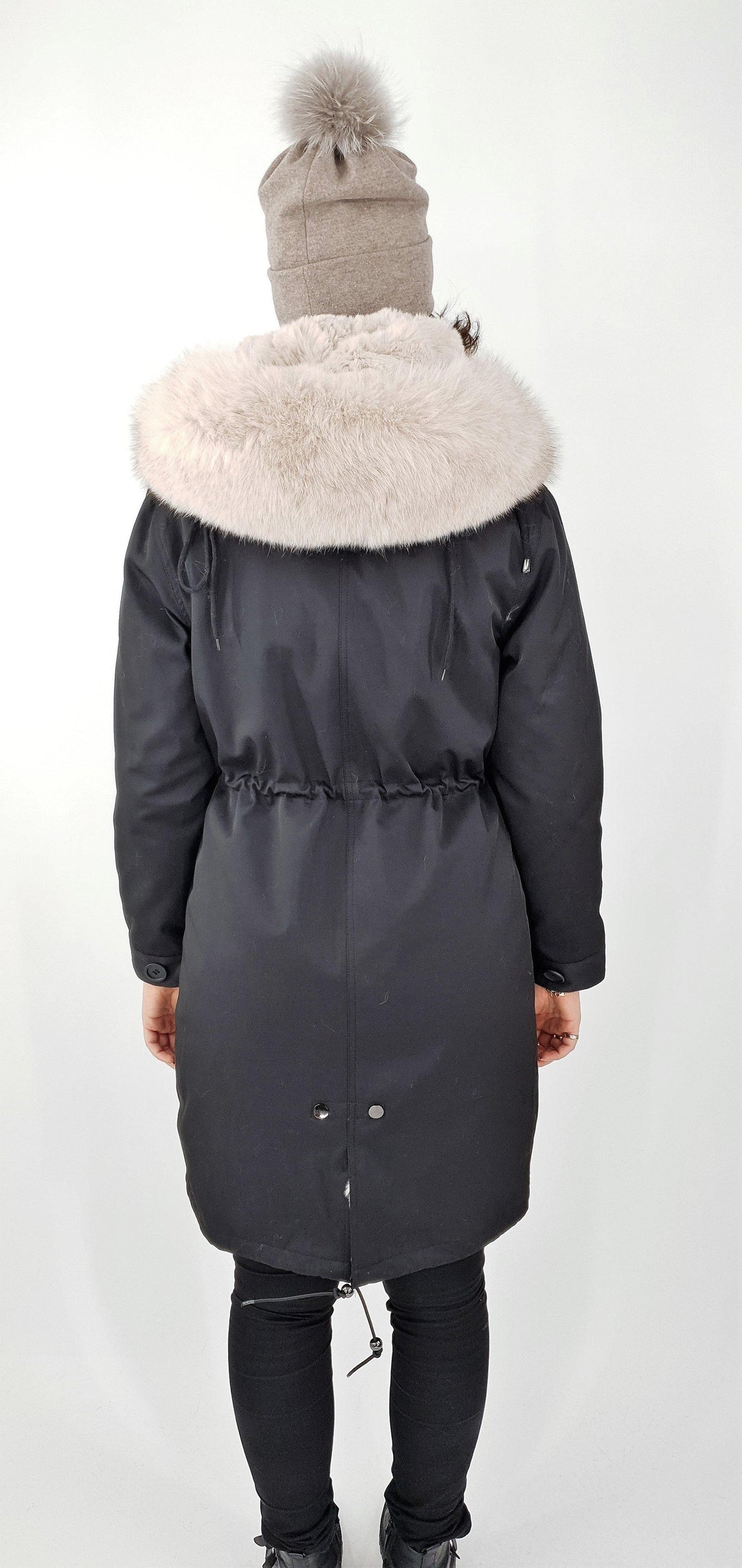 K1685, 95 cm. - Hood - Textile - Women - Black - Textile - Women - K1685, 95 cm. - Hood - Textile - Women - Black - Stampe Pels