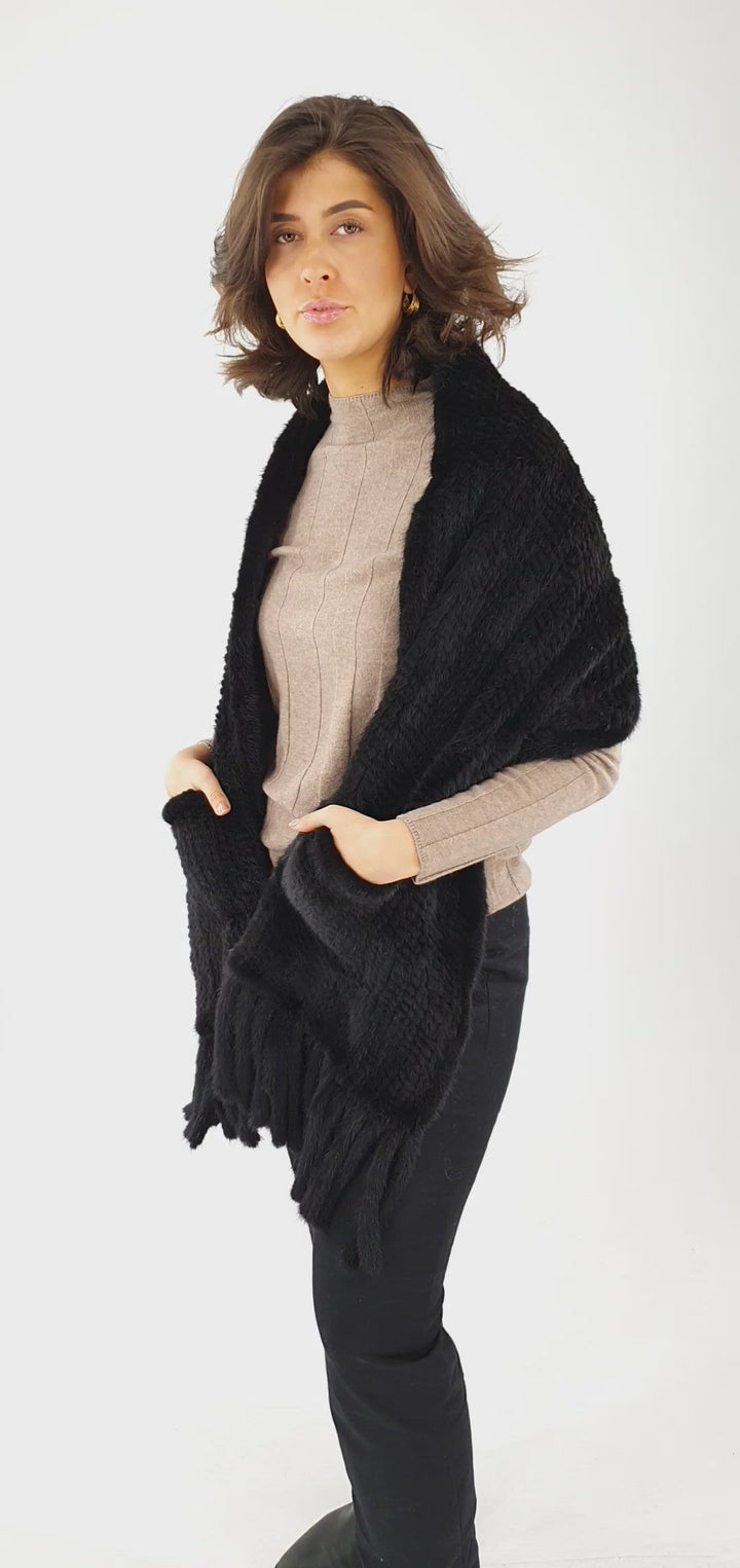 Scarf 180*40 cm.  - Mink Knitted - Accesories - Black