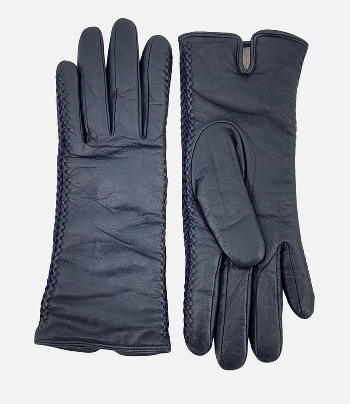 Z-001 Stich Skindhandsker - Navy Blå