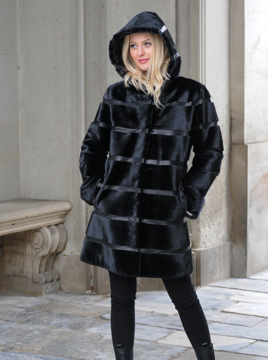 Black seal top fur coat