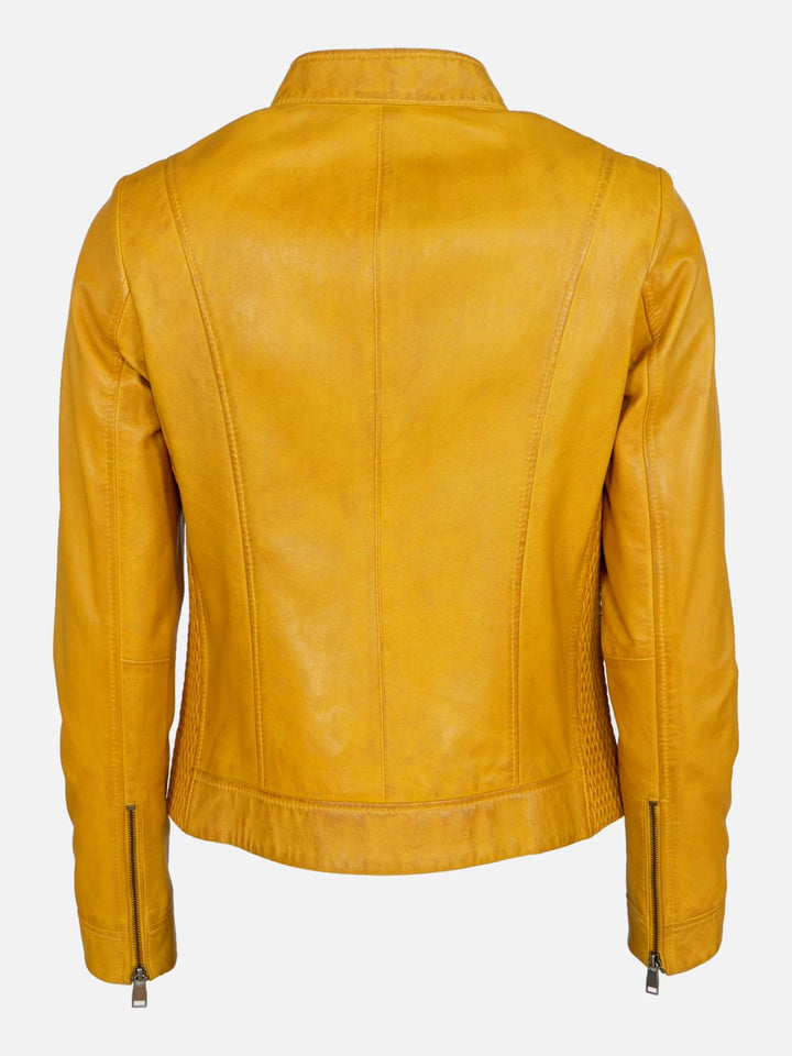 Mila - Lamb Malli Leather Jacket- Women - Yellow