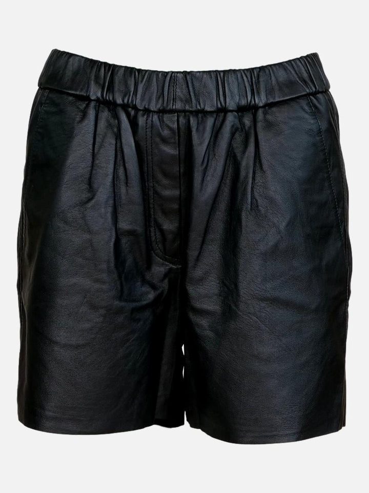 Lia Shorts - Lamb Nappa Leather - Women - Black